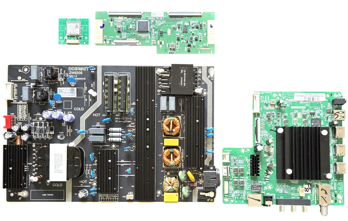 NS-85F501NA25 insignia TV Repair Parts Kit, SVS1MST309-MA200CK Main Board, 81-PBE152-Z280001 Power Supply, CV850U1-T01-CB-4 T-con, 07-WBDCT2-HM200GD Wifi, NS-85F501NA25