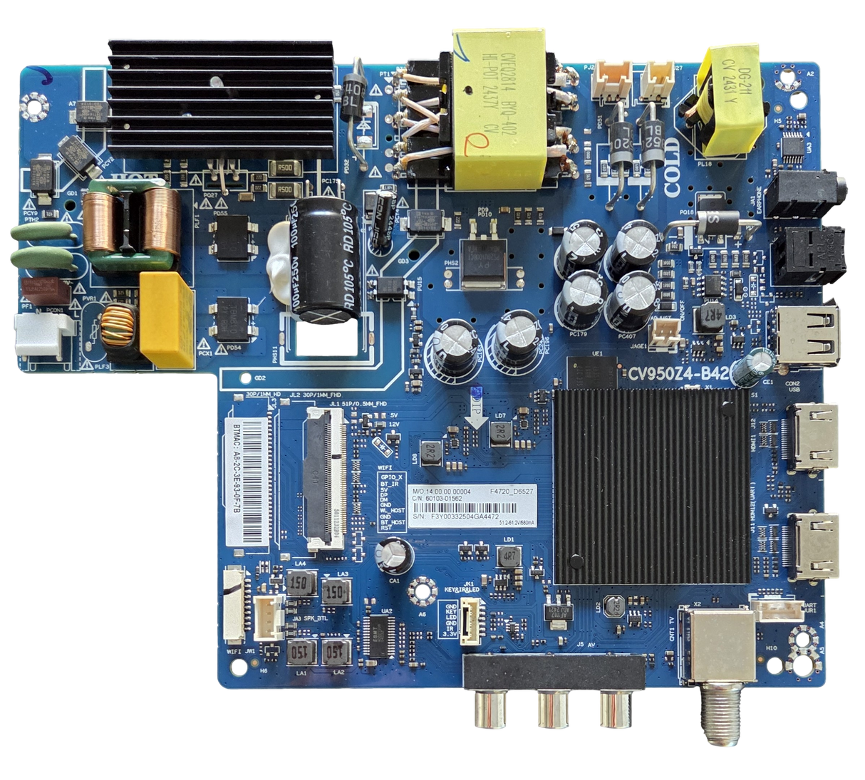 60103-01562 Insignia Main Board, CV950Z4-B42, NS-40F401NA26