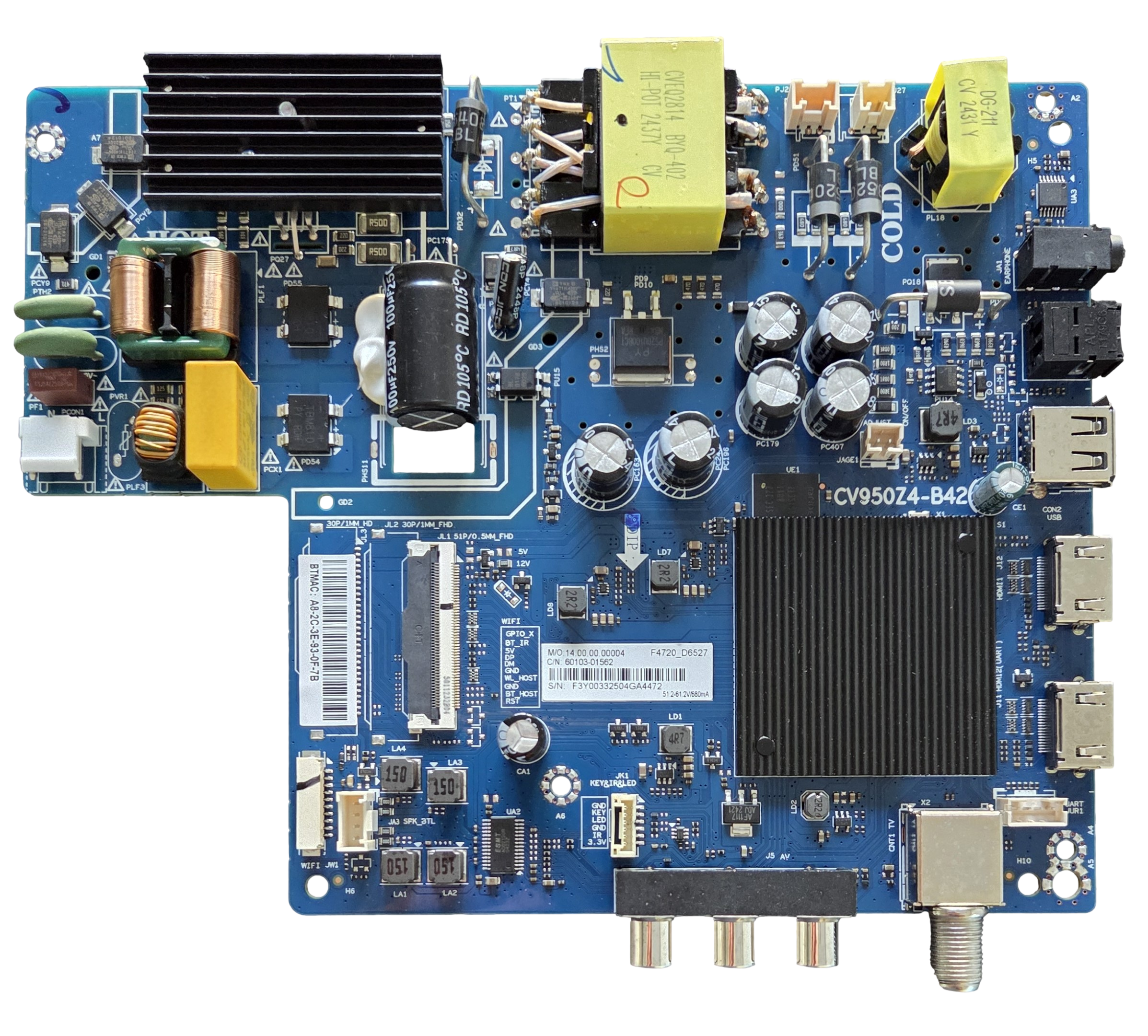 60103-01562 Insignia Main Board, CV950Z4-B42, NS-40F401NA26 – TV