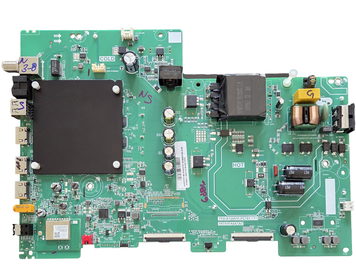 SVS7RT5109-MA200CK Philips Main Board, SVS7RT5109-MA200, TPD.RT2851F.PC781(T), 7RT51FA8ATAT, 55PUL7552/F7E