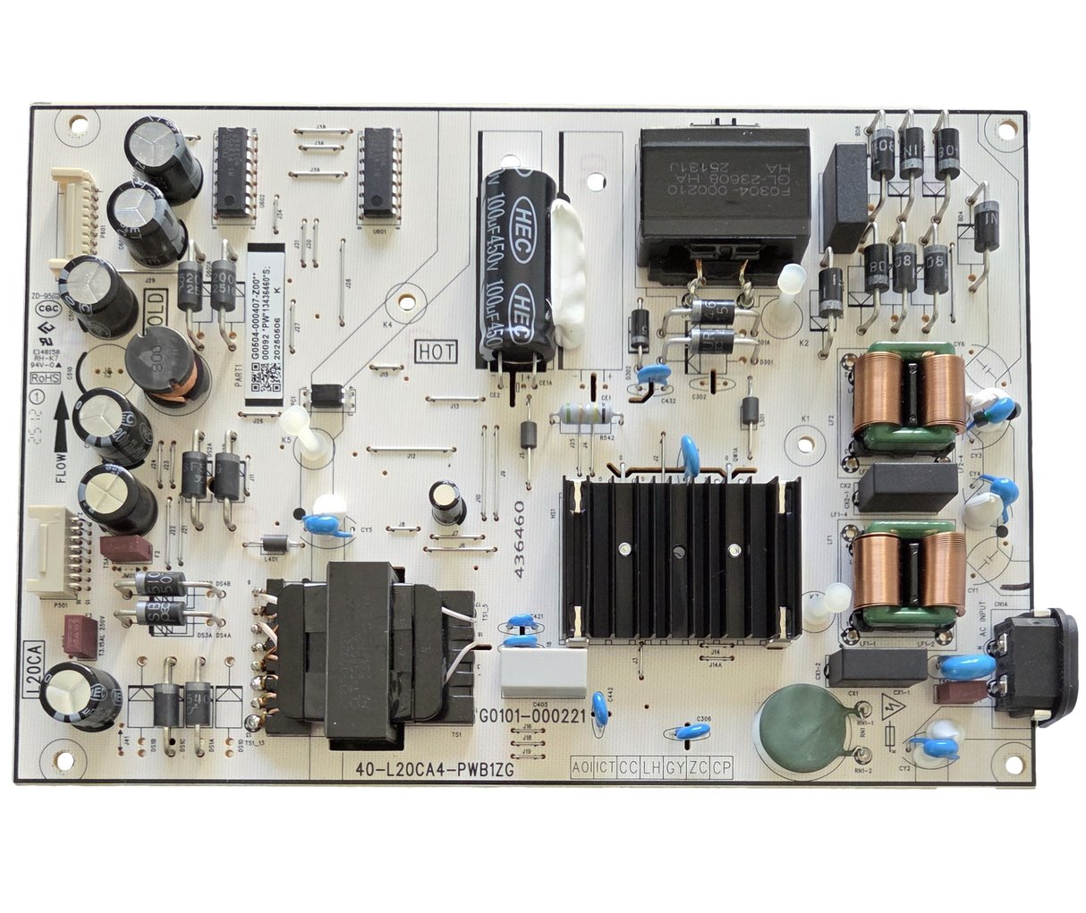 G0504-000407-Z00 Insignia Power Supply, 40-L20CA4-PWB1ZG, G0101-000221, 75Q51K