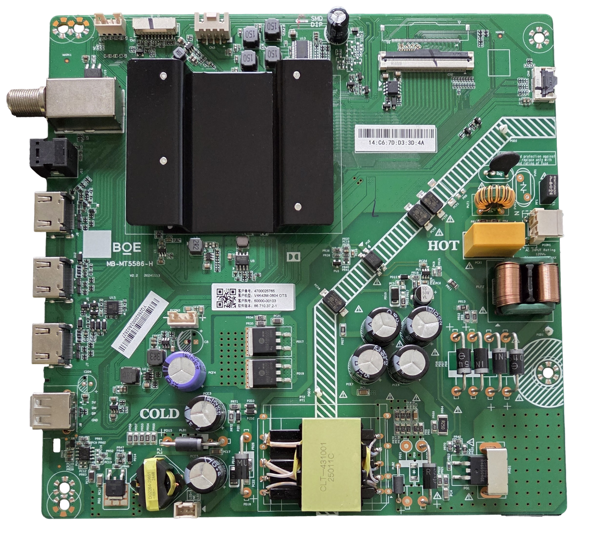 60000-00103 Vizio Main Board, MB-MT5586-H, V4K43M-0804