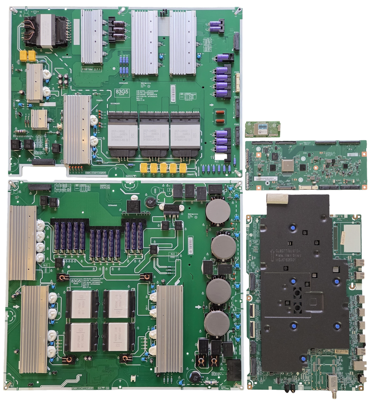 OLED83G5WUA LG TV Repair Parts Kit, EBT30053102 Main Board, EAY65905521 Power Supply, EAY65905522 power supply, 6871L-8013A T-Con, EAT65164804 Wifi, OLED83G5WUA