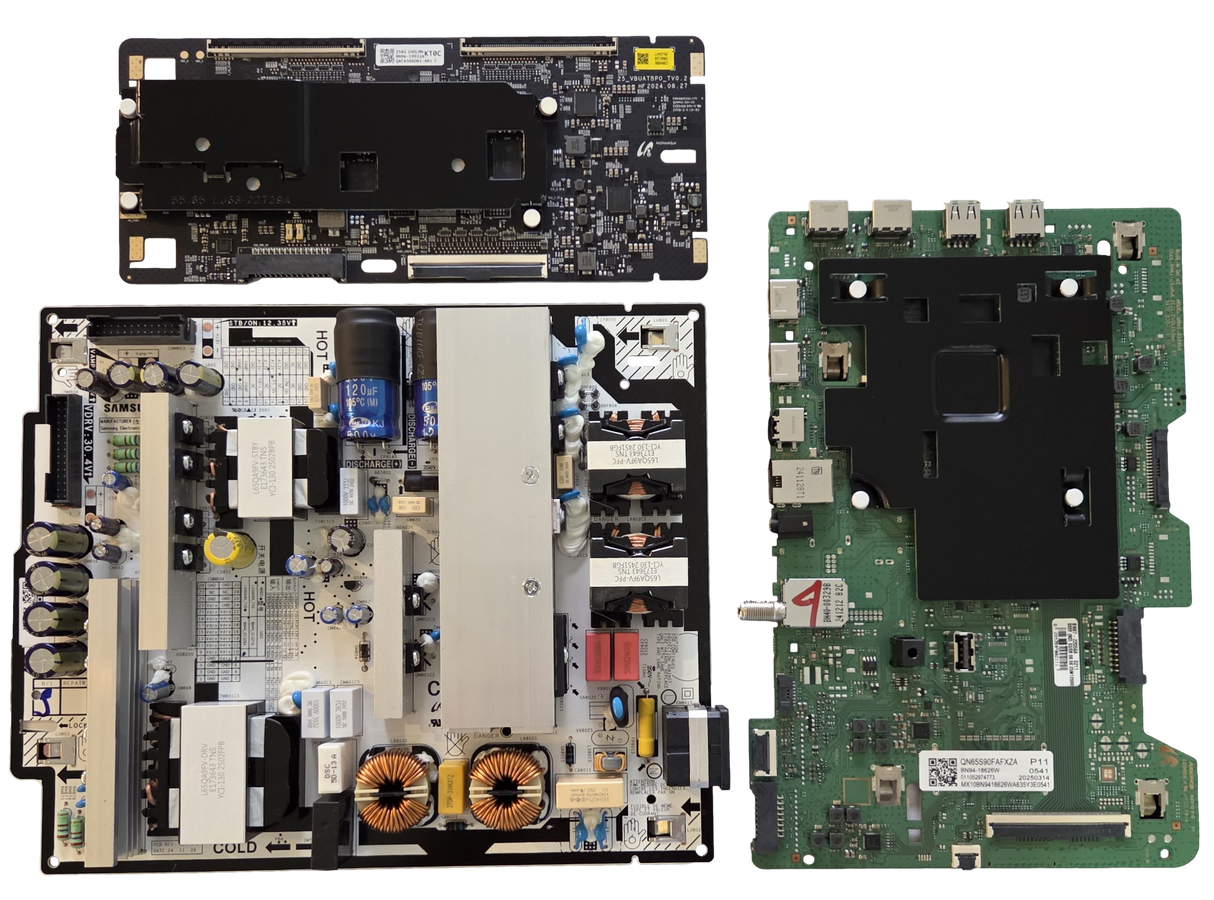 QN65S90FAFXZA Samsung TV Repair Parts Kit, BN94-18626W Main Board, BN44-01328A Power Supply, BN96-59932A T-Con, QN65S90FAFXZA