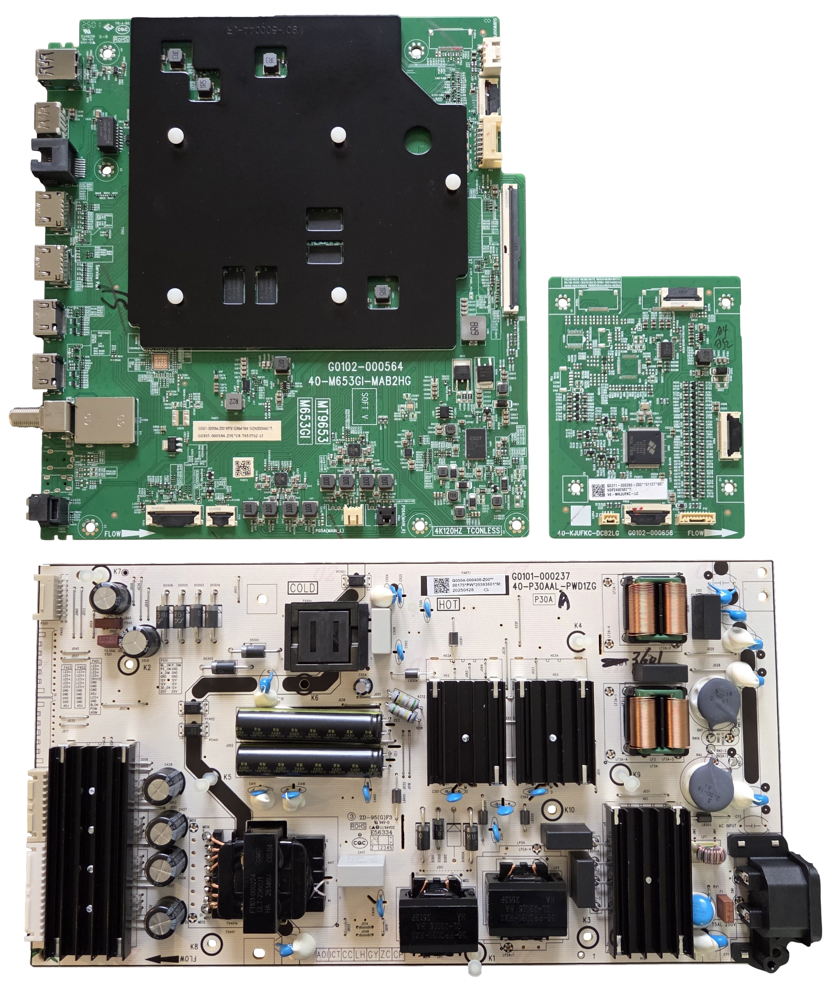 65QM7K TCL TV Repair Parts Kit, G0301-000584-Z00 Main Board, G0504
