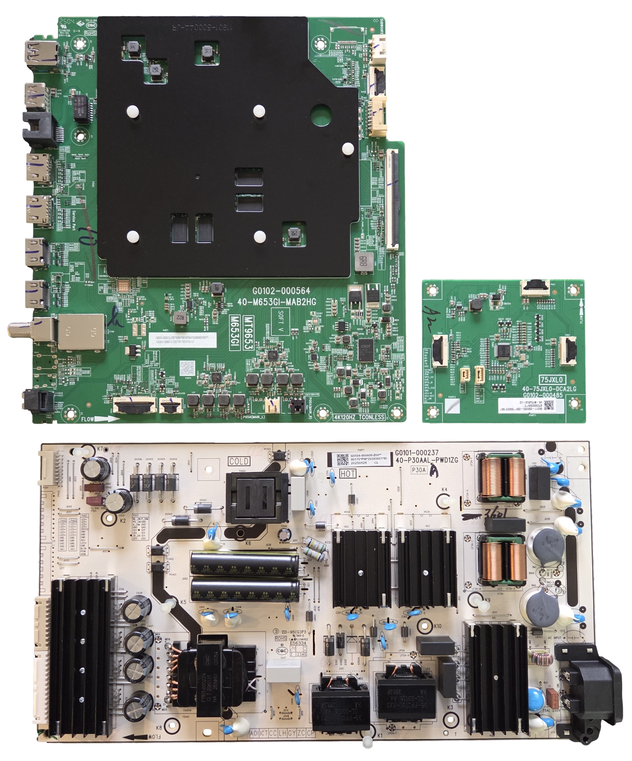 65QM6K TCL TV Repair Parts Kit, G0301-000613-Z00 Main Board, G0504