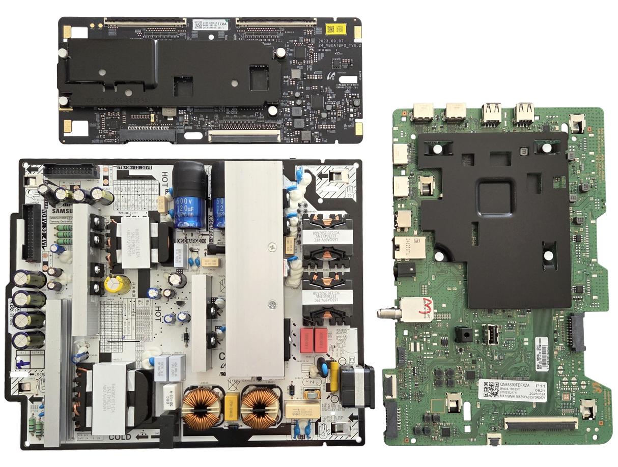 QN65S90FDFXZA Samsung TV Repair Parts Kit, BN94-18625Y Main Board, BN44-01328A Power Supply, BN96-58112C T-Con, QN65S90FDFXZA
