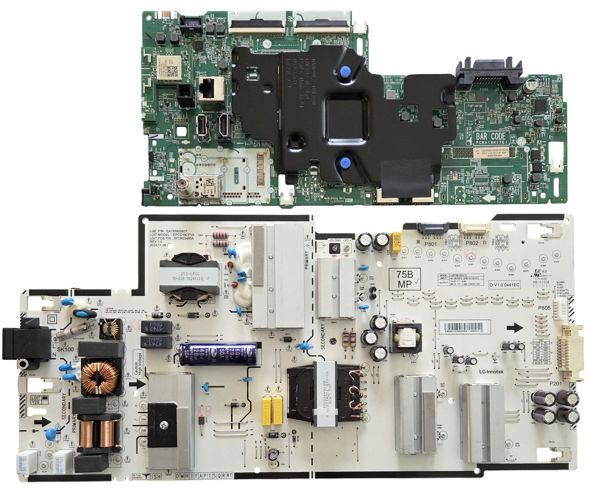 75QNED82AUA LG TV Repair Parts Kit, EBT30145702 Main Board, EAY65920831 Power Supply, 75QNED82AUA