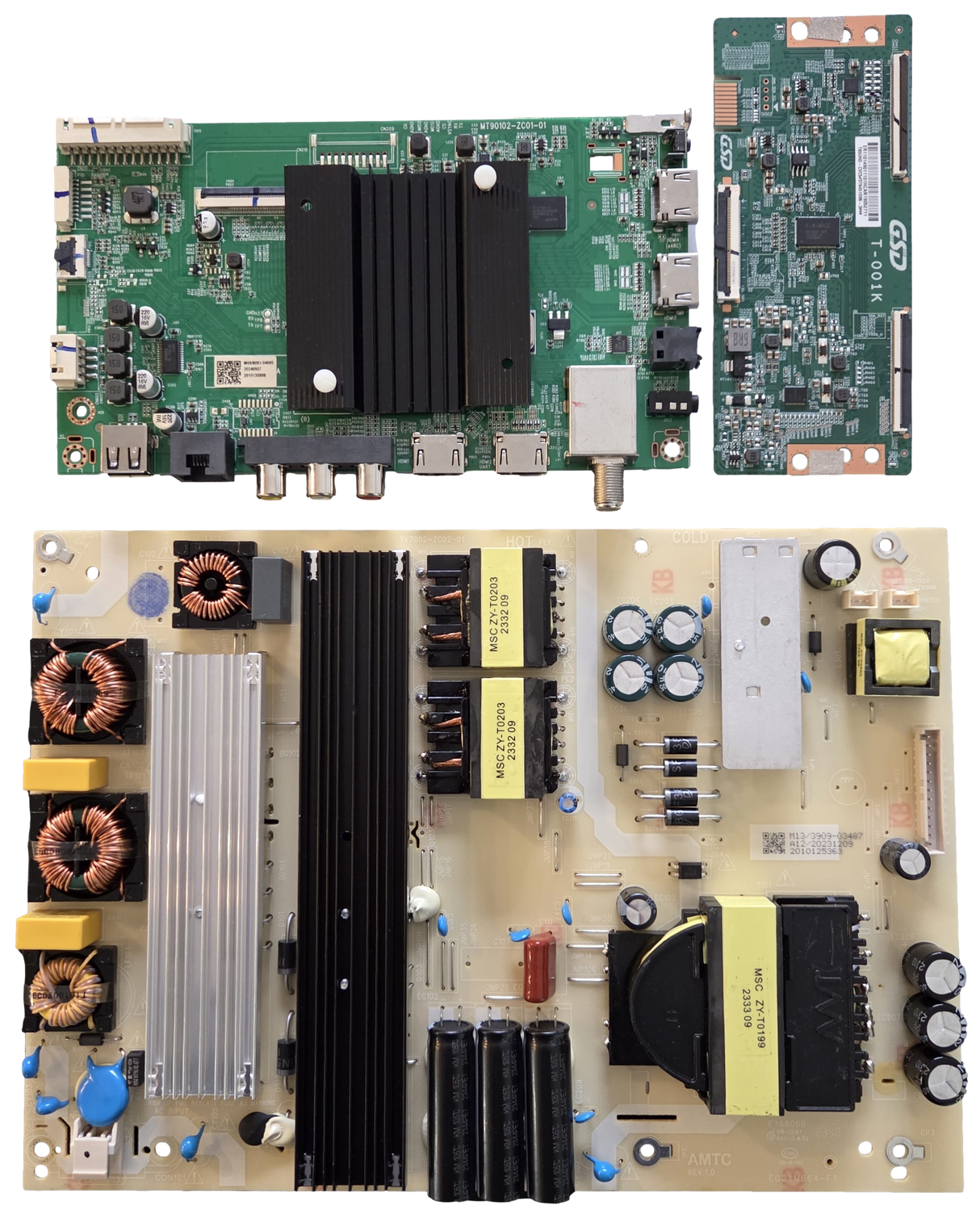 65R4A4 Roku TV Repair Parts Kit, 515C90102M05 Main Board, 514C7002M13 Power Supply, T65UHD-CVC5 T-Con, 65R4A4