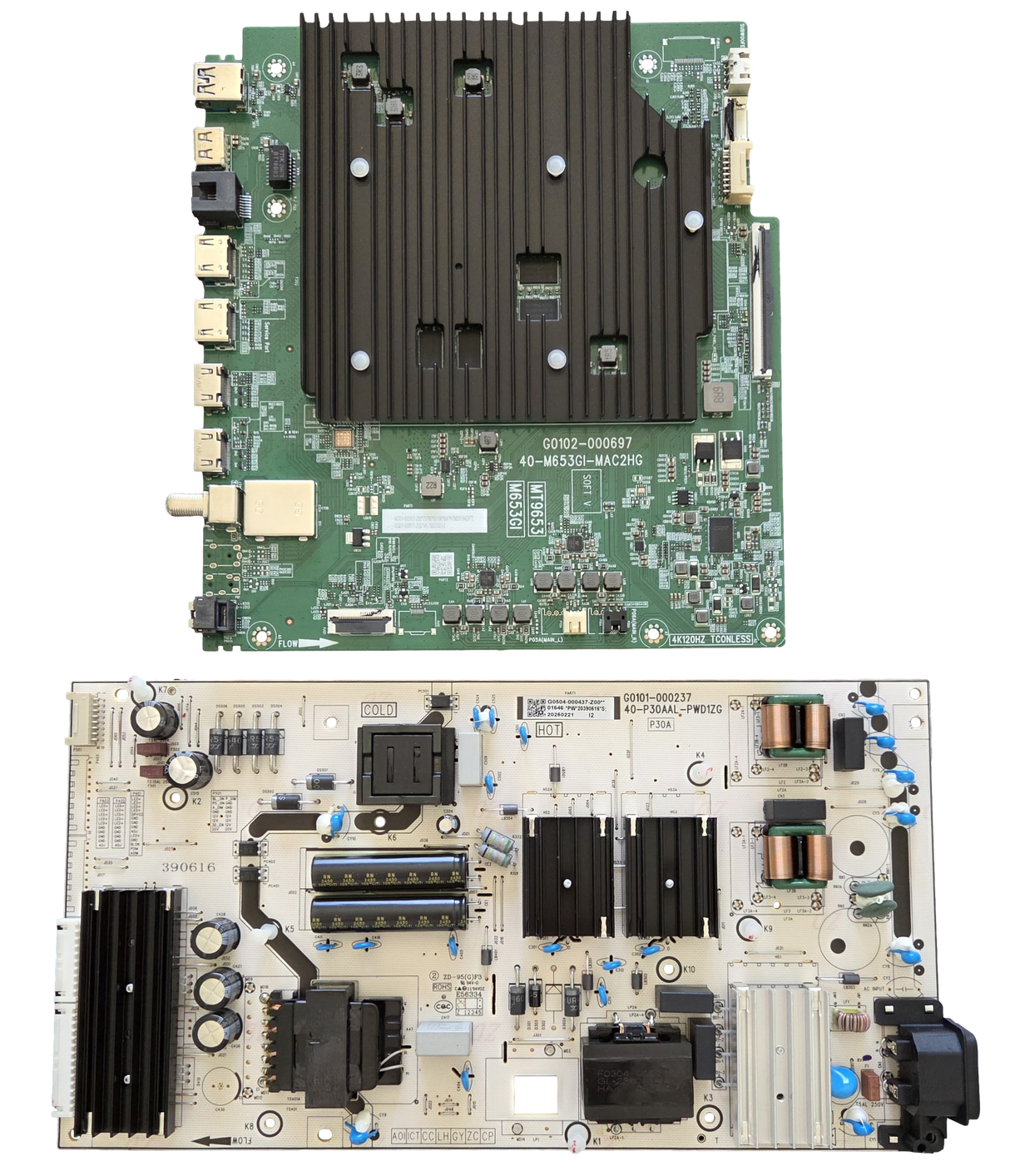 65QM67K TCL TV Repair Parts Kit, G0301-000917-Z00 Main Board, G0504-000437-Z00 Power Supply, 65QM67K
