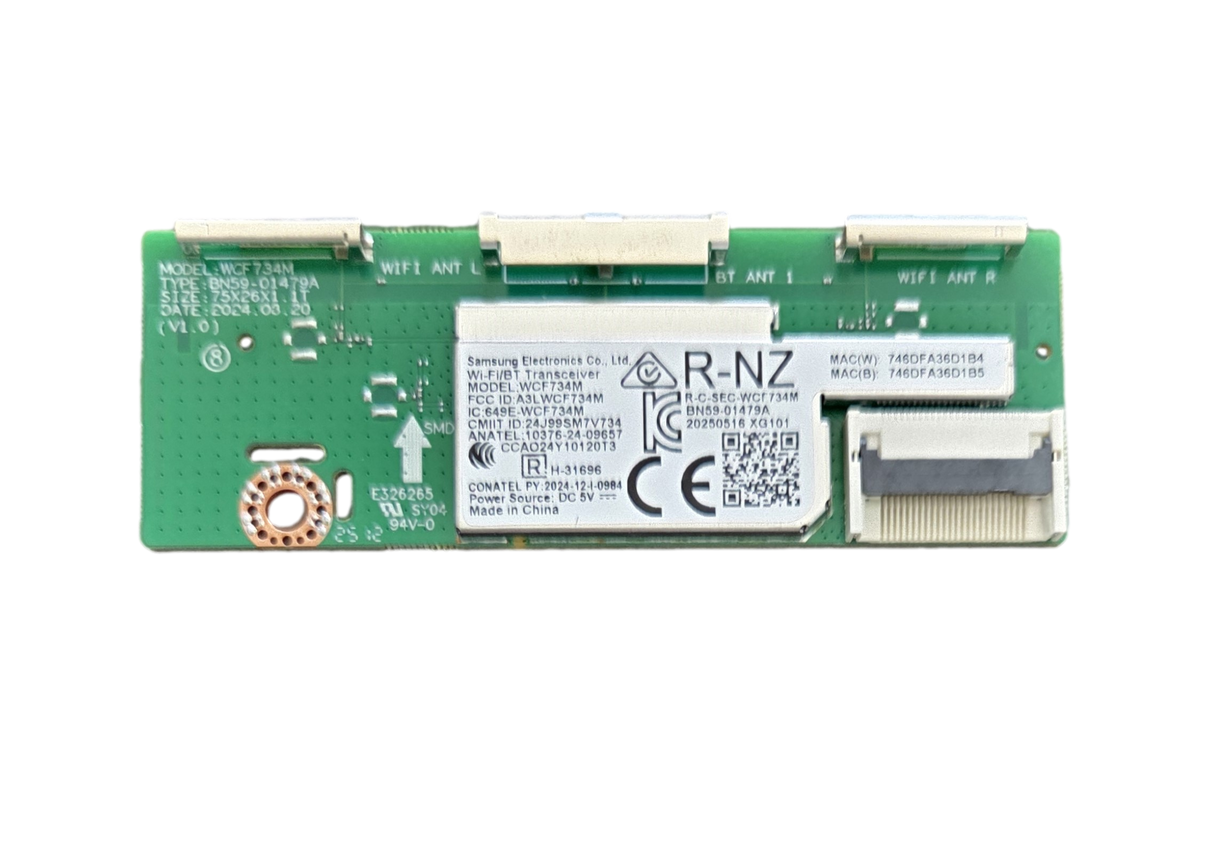 BN59-01479A Samsung Wifi Board, WCF734M, QN55LS03FAFXZA, QN75LS03FWFXZA