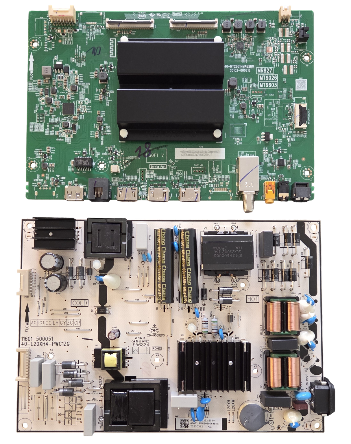 75F35 TCL TV Repair Parts Kit, G0301-000365-Z00 Main board, G0504-000222-Z00 Power Supply, 75F35