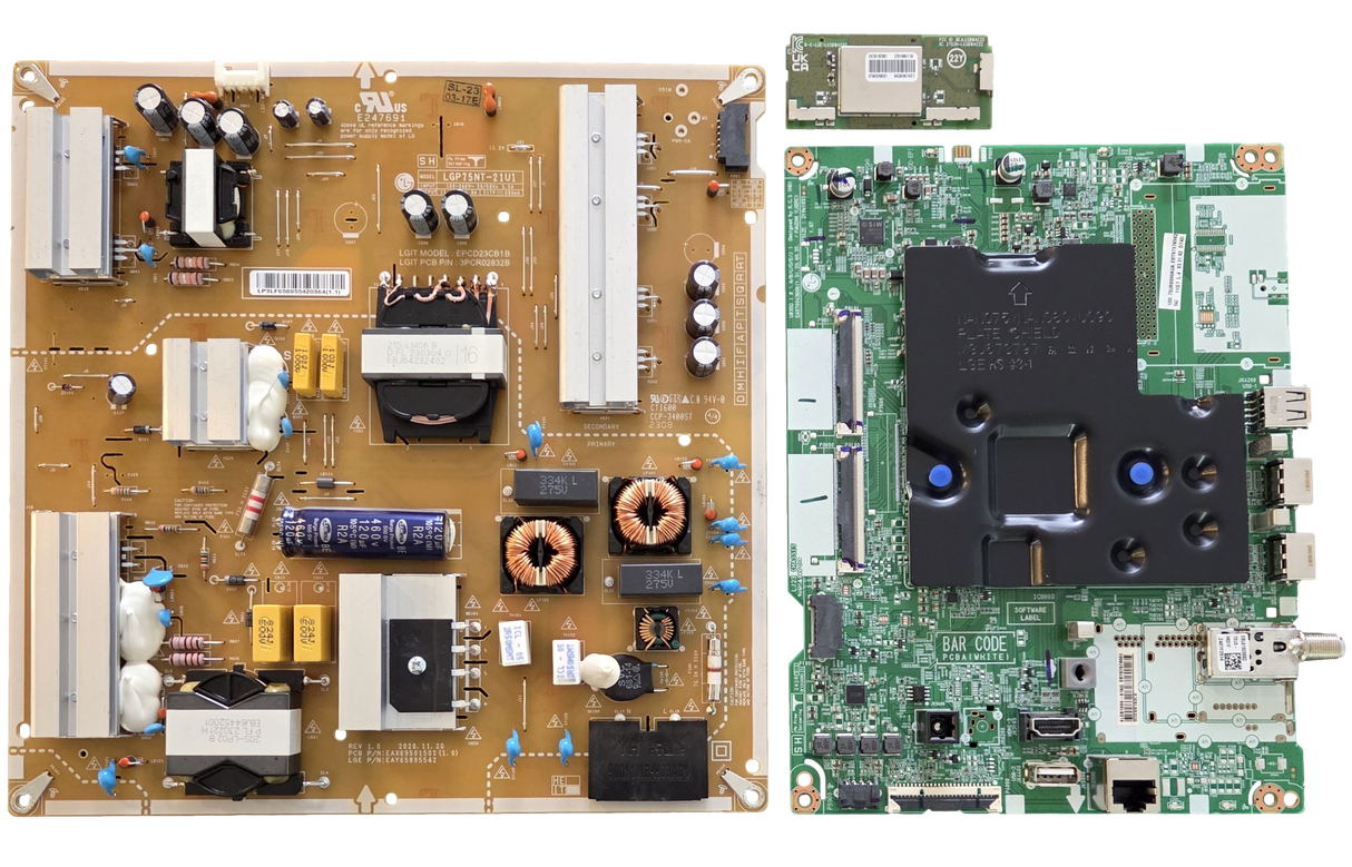 75UR8000AUA LG TV Repair Parts Kit, EBT67576502 Main Board, EAY65895542 Power Supply, EAT65182001 Wifi, 75UR8000AUA