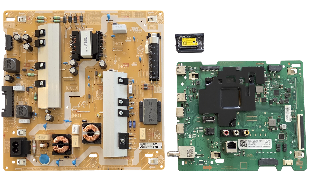 UN65TU850DFXZA Samsung TV Repair Parts Kit, BN94-15250T Main Board, BN44-01059A Power Supply, BN59-01342A Wifi, UN65TU850DFXZA BC01, UN65TU850DFXZA