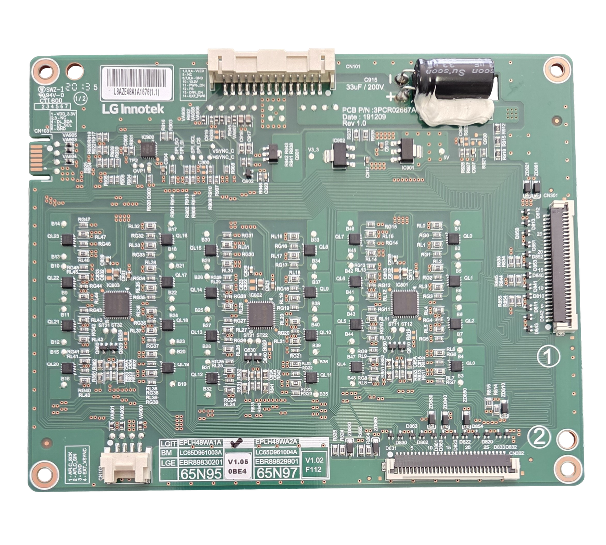 EBR89830201 LG LED Driver Board, EPLH48WA1A, LC65D961003A, 65N95, 65NANO95UNA.AUSFLJR, 65NANO95UNA