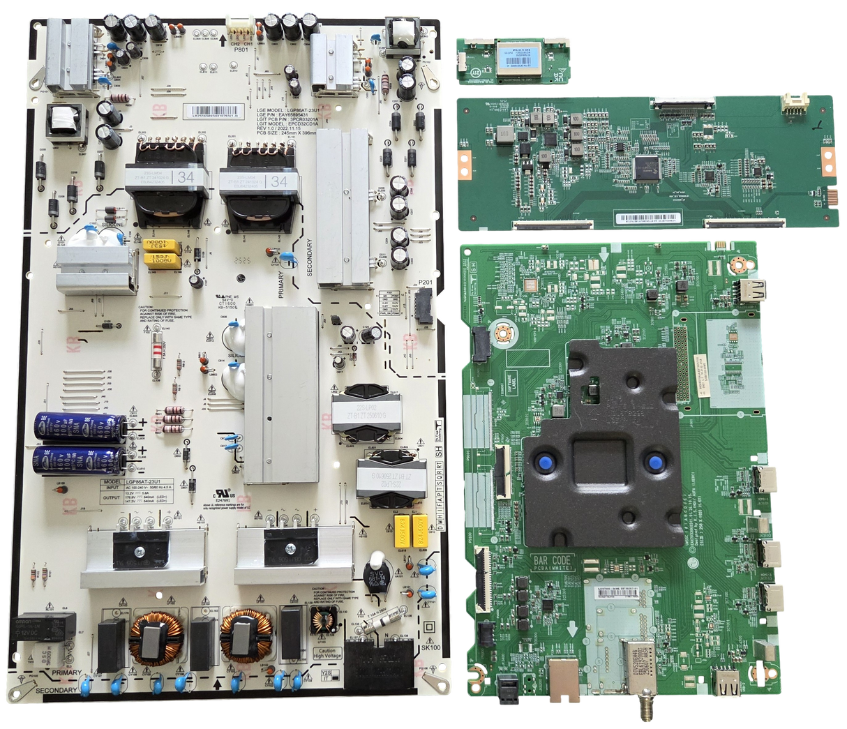 86QNED70AUA LG TV Repair Parts Kit, EBT30257101 Main Board, EAY65895431 Power Supply, HF860QUBF2E T-Con, EAT65166902 Wifi, 86QNED70AUA.BUSFLKR. 86QNED70AUA