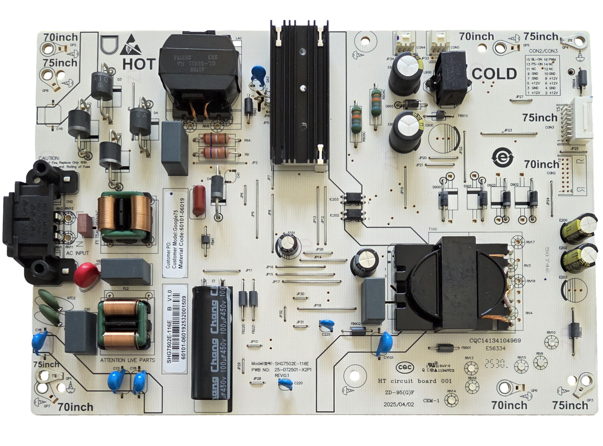 60101-06019 Philips Power Supply Board, SHG7502E-116E, 75PUL7552/F7