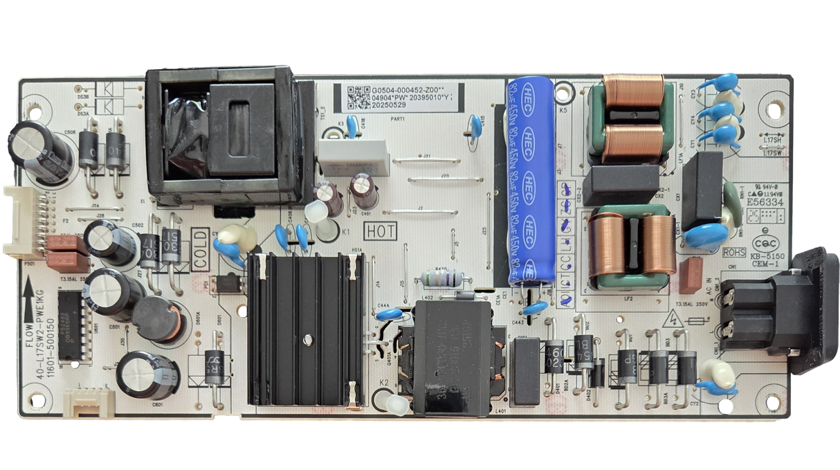 G0504-000452 TCL Power Supply Board, 40-L17SW2-PWE1KG, 11601-500150, 55Q77K