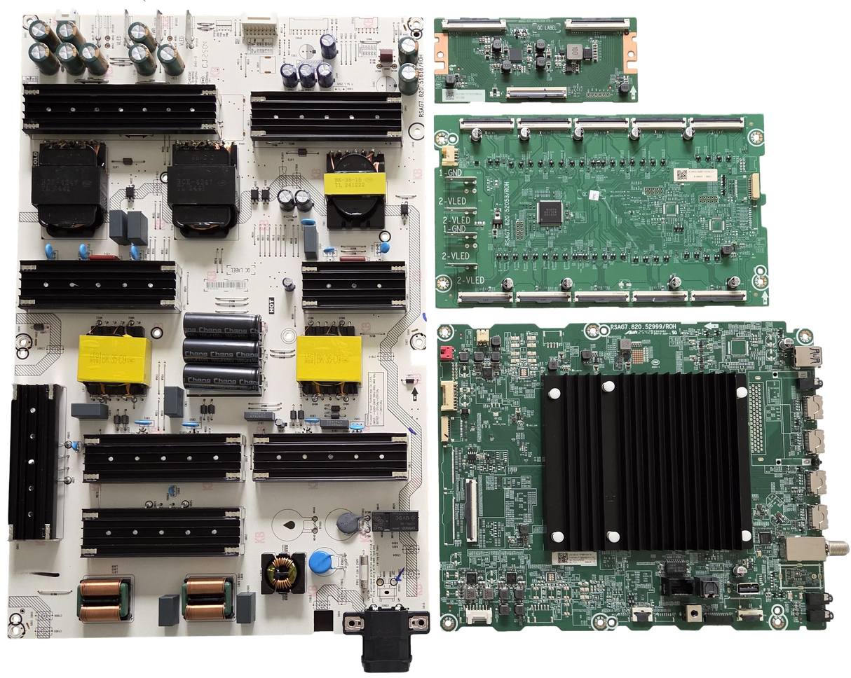 85U75QG Hisense TV Repair Parts Kit, 424126 Main Board, 418982 Power Supply, 421288 T-Con, 419805 LED Driver, 85U75QG
