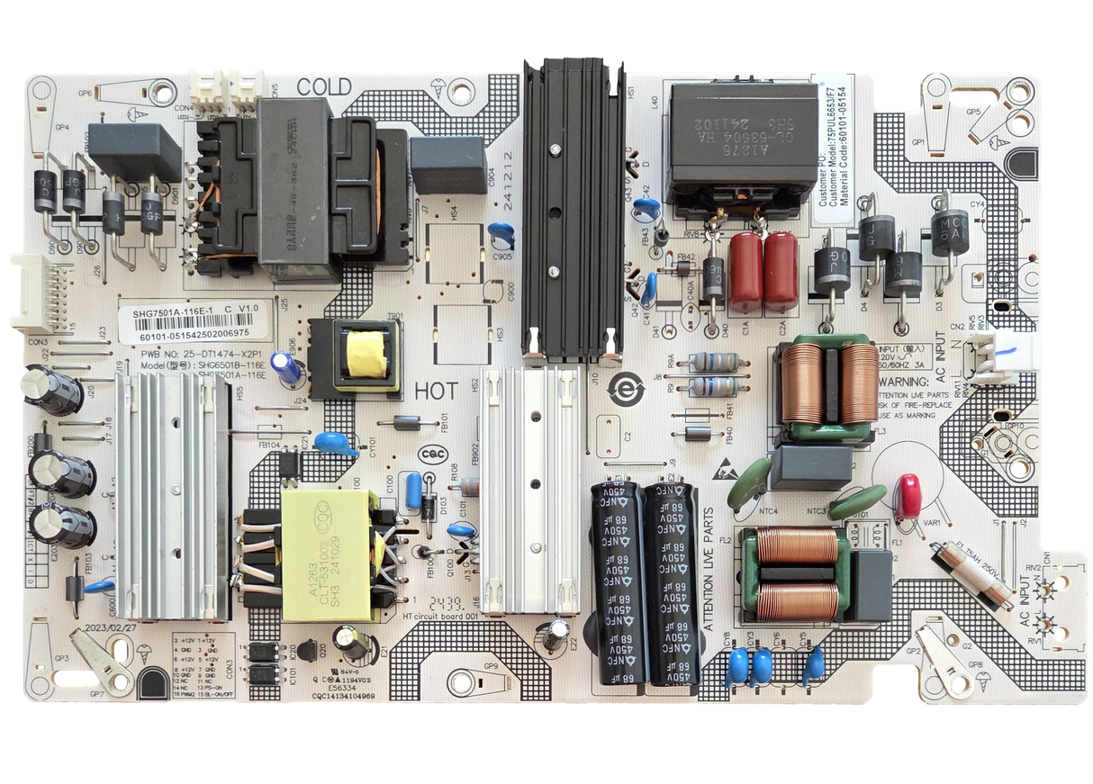 60101-05154 Philips Power Supply, SHG6501B-116E, 75PUL6645/F7