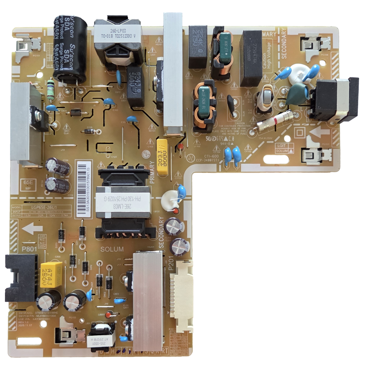 EAY30151001 LG Power Supply Board, LGP65E-26U1, 65NU850BPUA, 65NU850BAUA, 65NU700BPUA