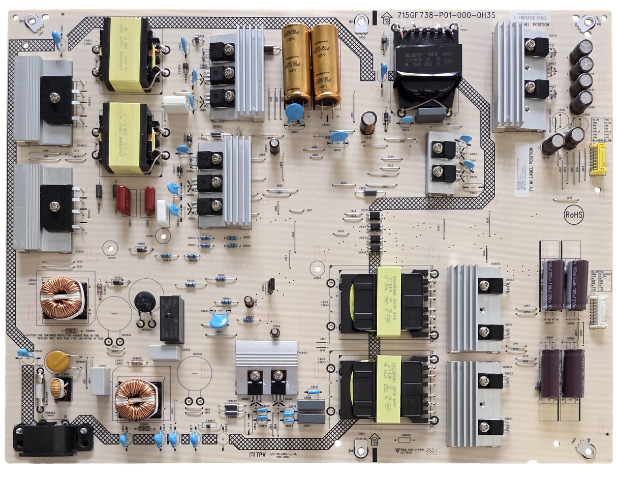 1-025-465-11 Sony Power Supply Board, ADTVQ1635A09, 715GF738-P01-000-0H3S, K-75XR30M2