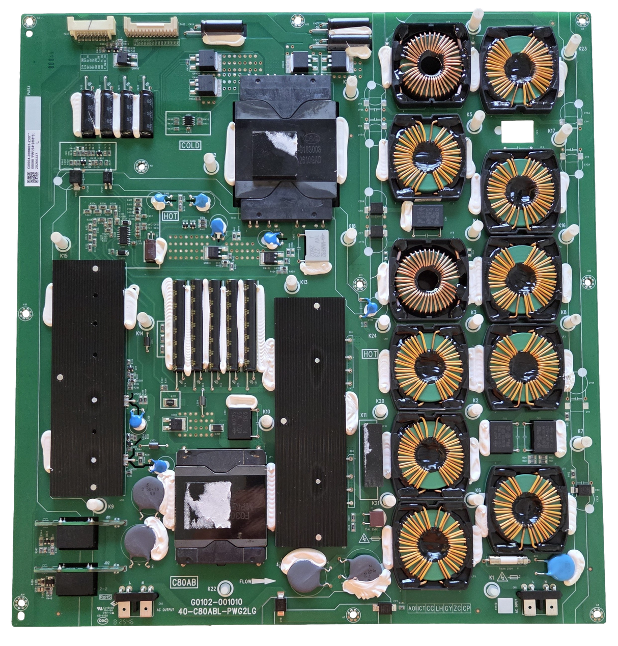 G0504-000653-Z00 TCL Power Supply Board, G0102-001010, 40-C80ABL-PWG2LG, 85RM9L