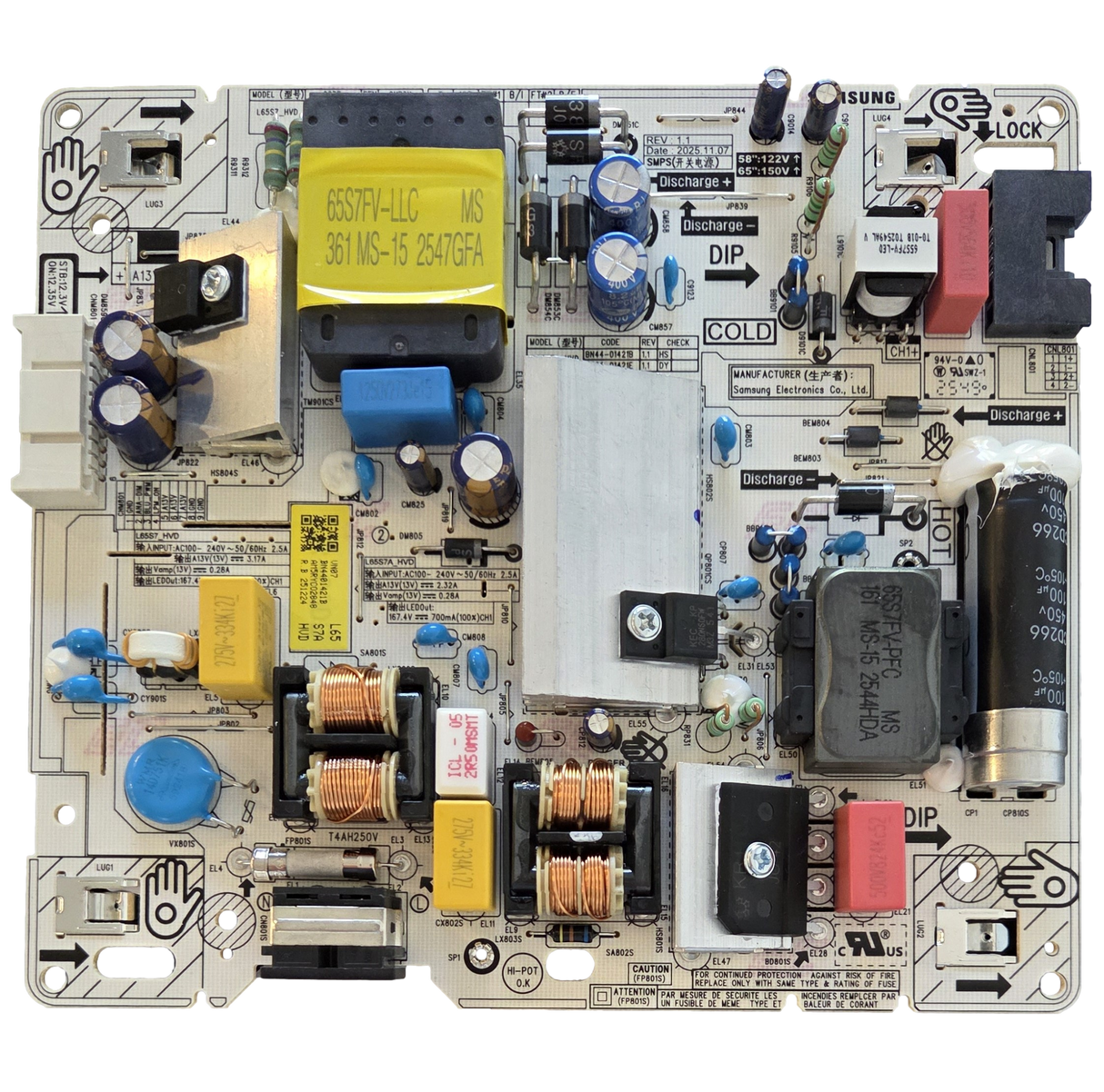 BN44-01421B Samsung Power Supply, BN4401421B, L65S7_HVD, UN65M70HAFXZA, UN65U8000HFXZA, UN65M70HBFXZA, UN65M70HDFXZA