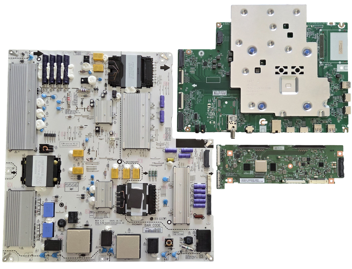 OLED55G6WUA LG TV Repair Parts Kit, EBT30437175 Main Board, EBR25263001 Power Supply, 6871L-8372B T-Con, OLED66G6WUA