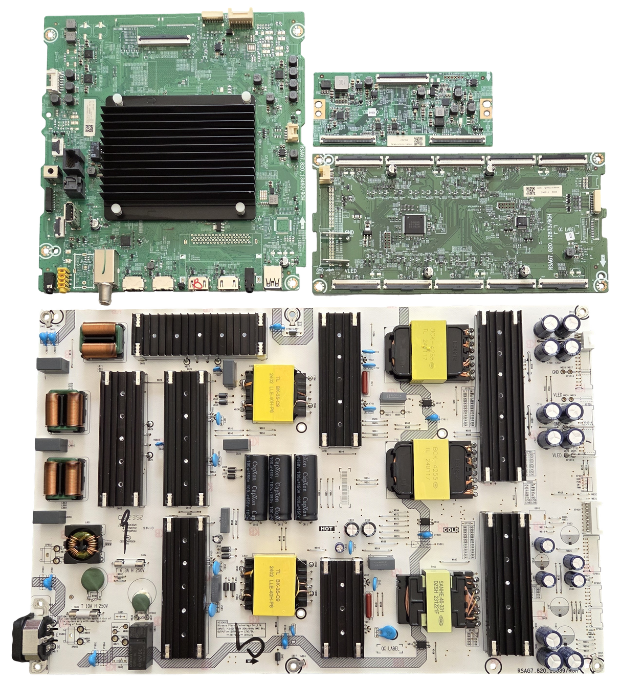75U8N Hisense TV Repair Parts Kit, 355541 Main Board, 356489 Power Supply, 356267 T-Con, 356611 LED Driver, 75U8N