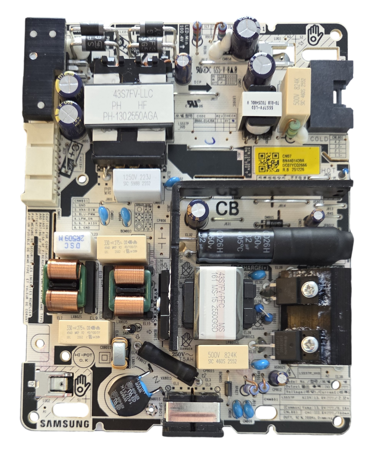 BN44-01439A Samsung Power Supply Board, L5557P_HVD, UN55U8000HFXZA