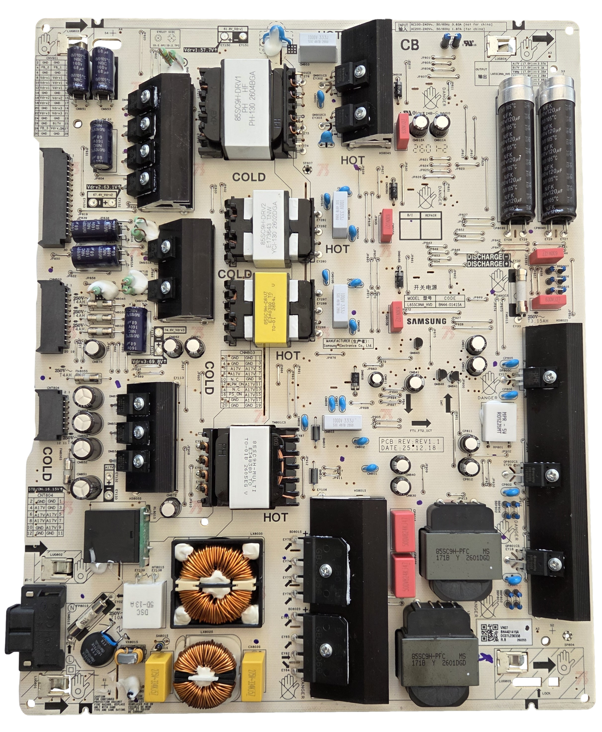 BN44-01415A Samsung Power Supply, L855C9NA_HVD, MRN85R85HAFXZA
