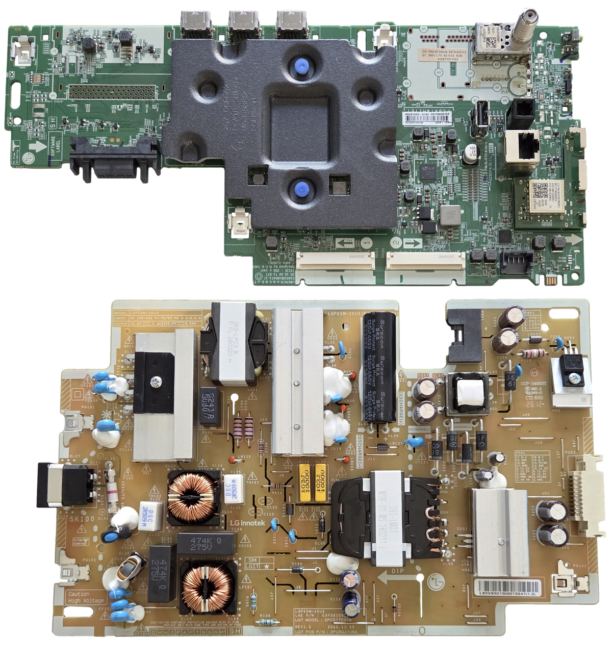65QNED84BUA LG TV Repair Parts Kit, EBT30430103 Main Board, EAY30150901 Power Supply, 65QNED84BUA