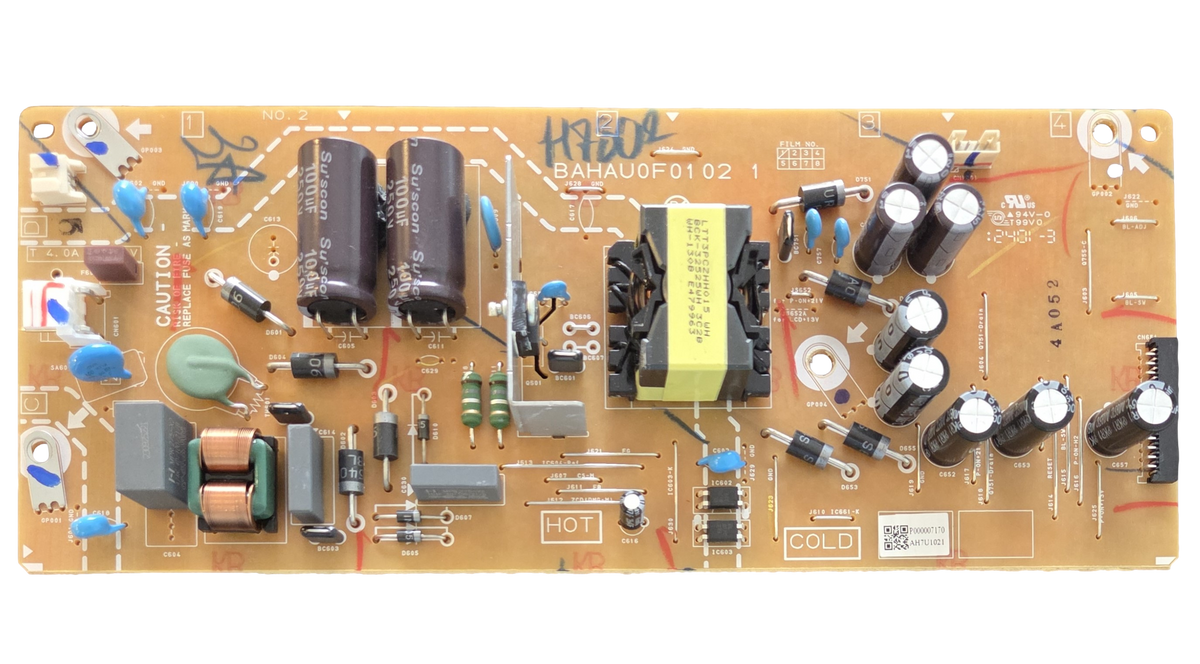 AH7U1MPW-001, Philips Power Supply Board, BAHAU0F0102 1, AH7U1021, 50PUL7552/F7