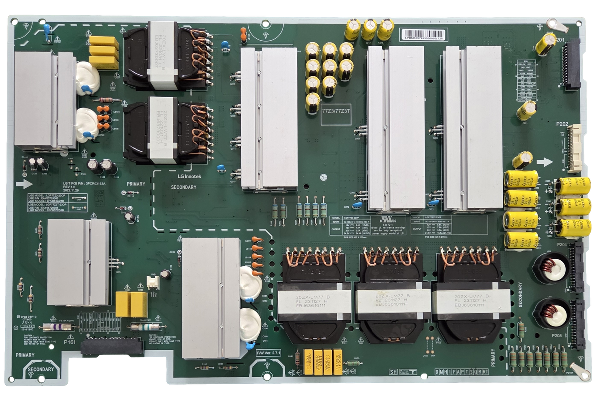 EAY65729306 LG Power Supply Board, 3PCR03183A, LGP77Z3-23OP, OLED77Z3PUA.AUSYLH, OLED77Z3PUA