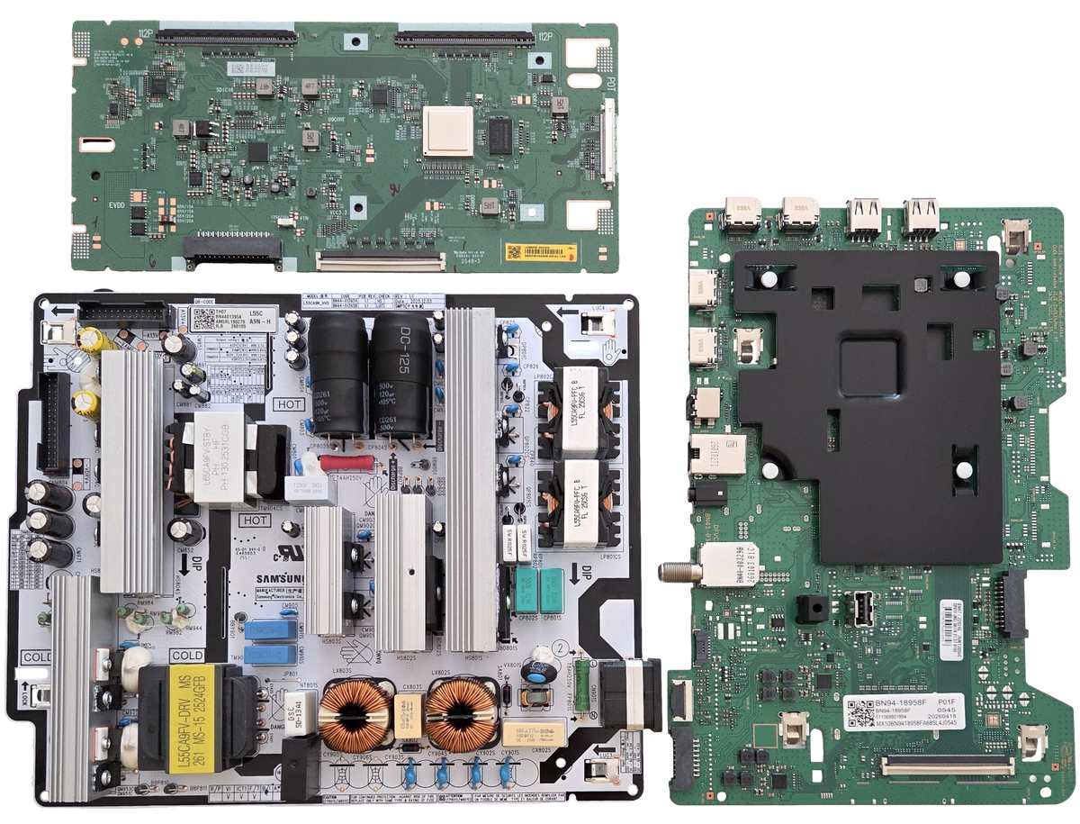 QN55S90HAEXZA Samsung TV Repair Parts Kit, BN94-18958F Main Board, BN44-01395A Power Supply, 6871L-8540A T-Con, QN55S90HAEXZA