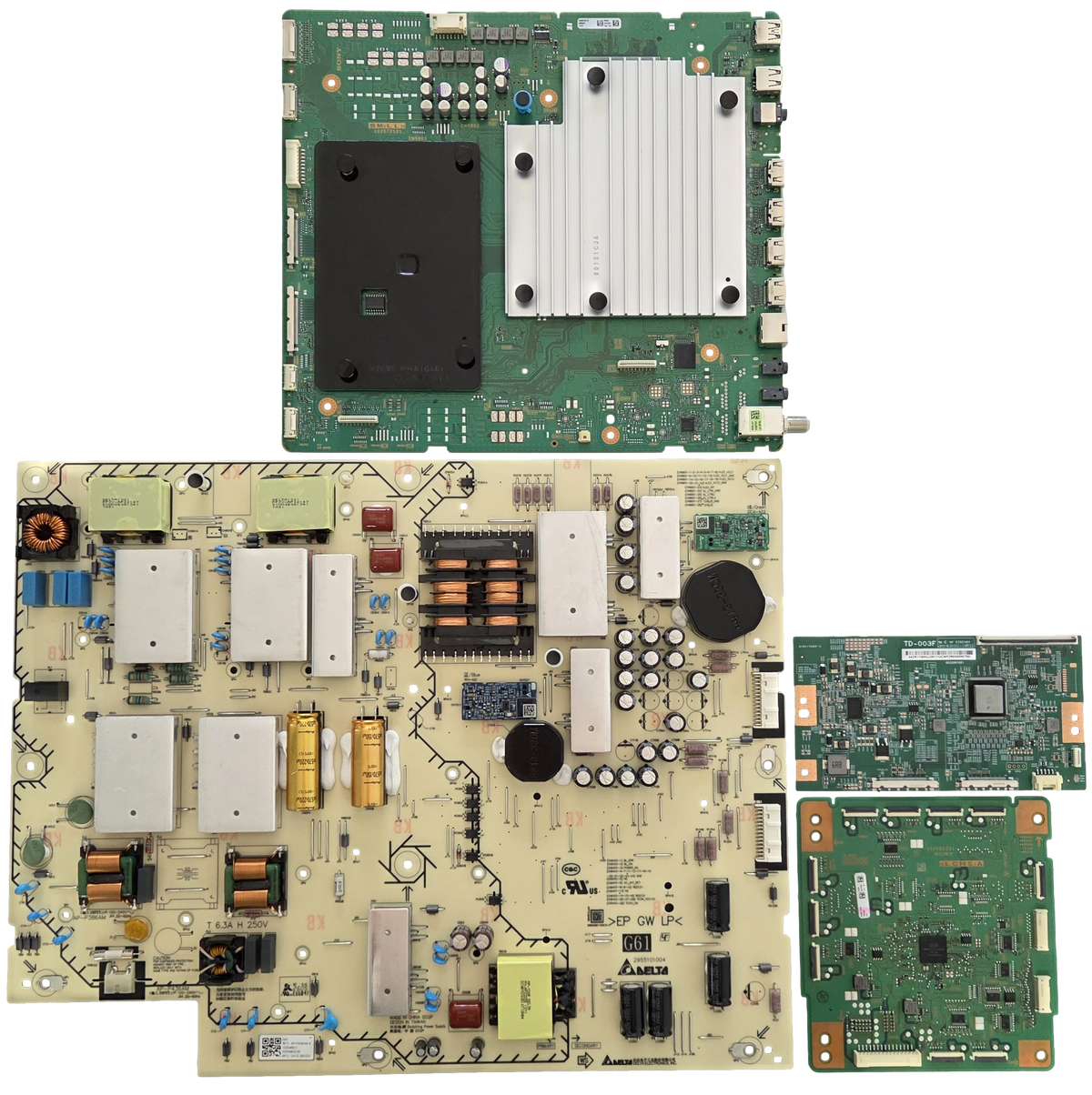 K-75XR70M2 Sony TV Repair Parts Kit, A-5087-087-A Main Board, 1-025-465-11 Power Supply, 34.29110.00H T-Con, A-5087-161-A LED Driver, K75XR70M2, K-75XR70M2