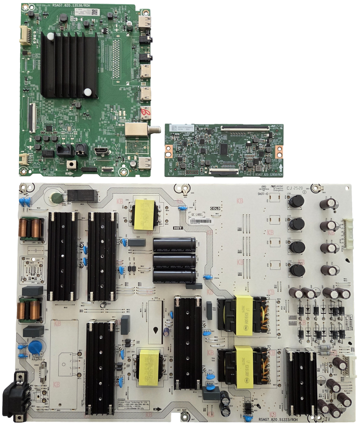85QD6QF Hisense TV Repair Parts Kit, 418859 Main Board, 421940 Power Supply, 351766 T-Con, 85QD6QF