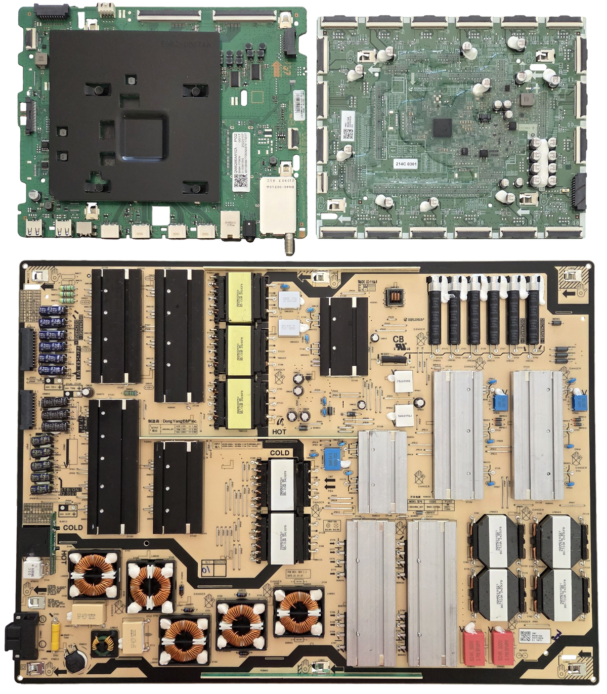 QN98QN90AAFXZA Samsung TV Repair Parts Kit, BN94-17080N Main Board, BN44-01153A Power Supply, BN44-01154B DC Vss Driver, QN98QN90AAFXZA