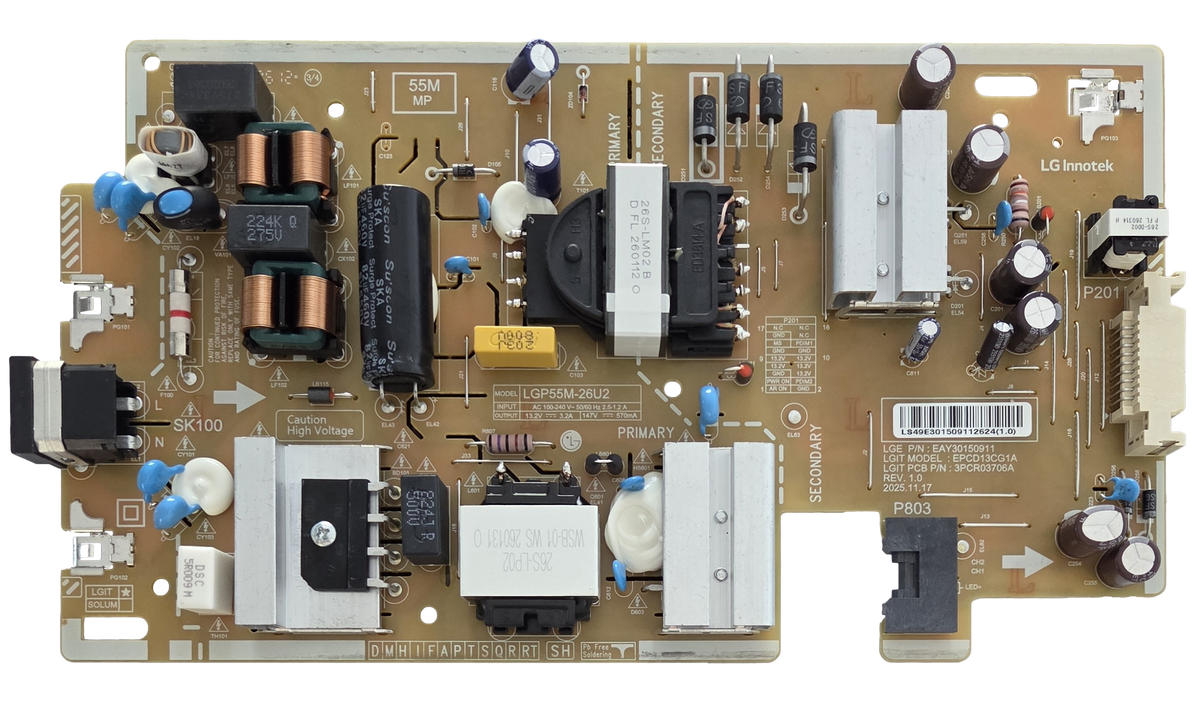 EAY30150911 LG Power Supply Board, LGP55M-26U2, 55QNED84BUA.BUSFLKR, 55QNED84BUA