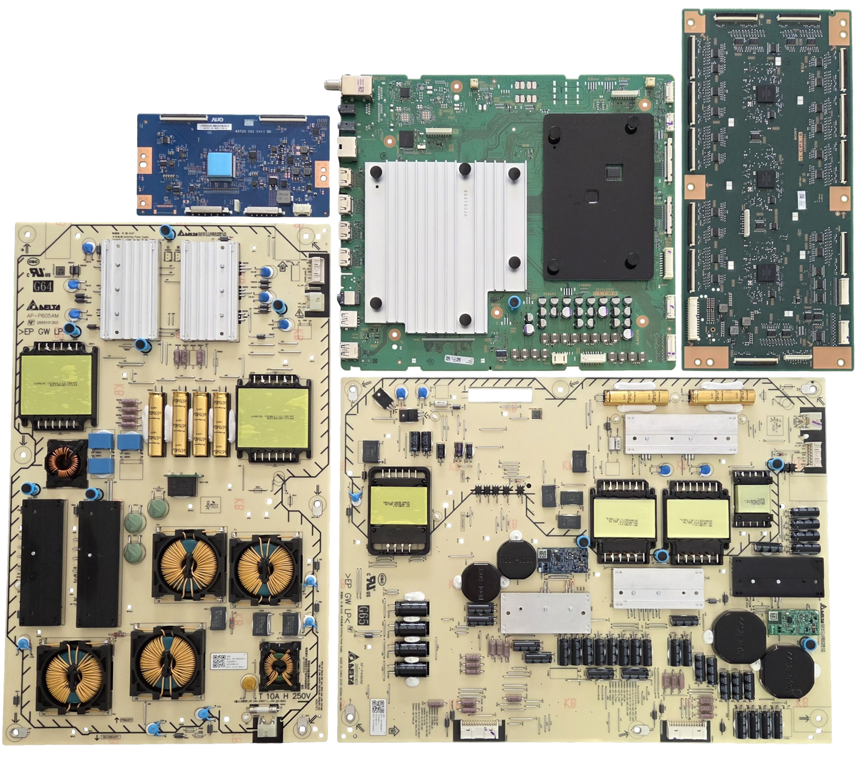K-85XR90M2 Sony TV Repair Parts Kit, A-5087-077-A Main Board, 1-025-469-11 Power Supply, 1-025-468-11 Power Supply, 55.85T25.C07 T-Con, A-5087-165-A LED, K-85XR90SM2, K-85XR90M2