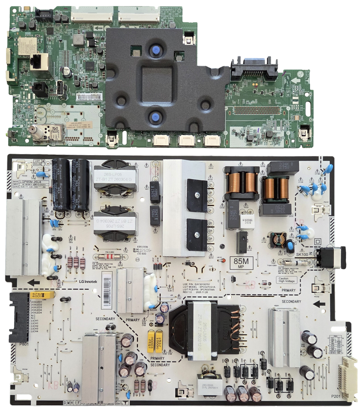 85QNED84BUA LG TV Repair Parts Kit, EBT30466475 Main Board, EAY30150781 Power Supply, 85QNED84BAA, 85QNED84BUA