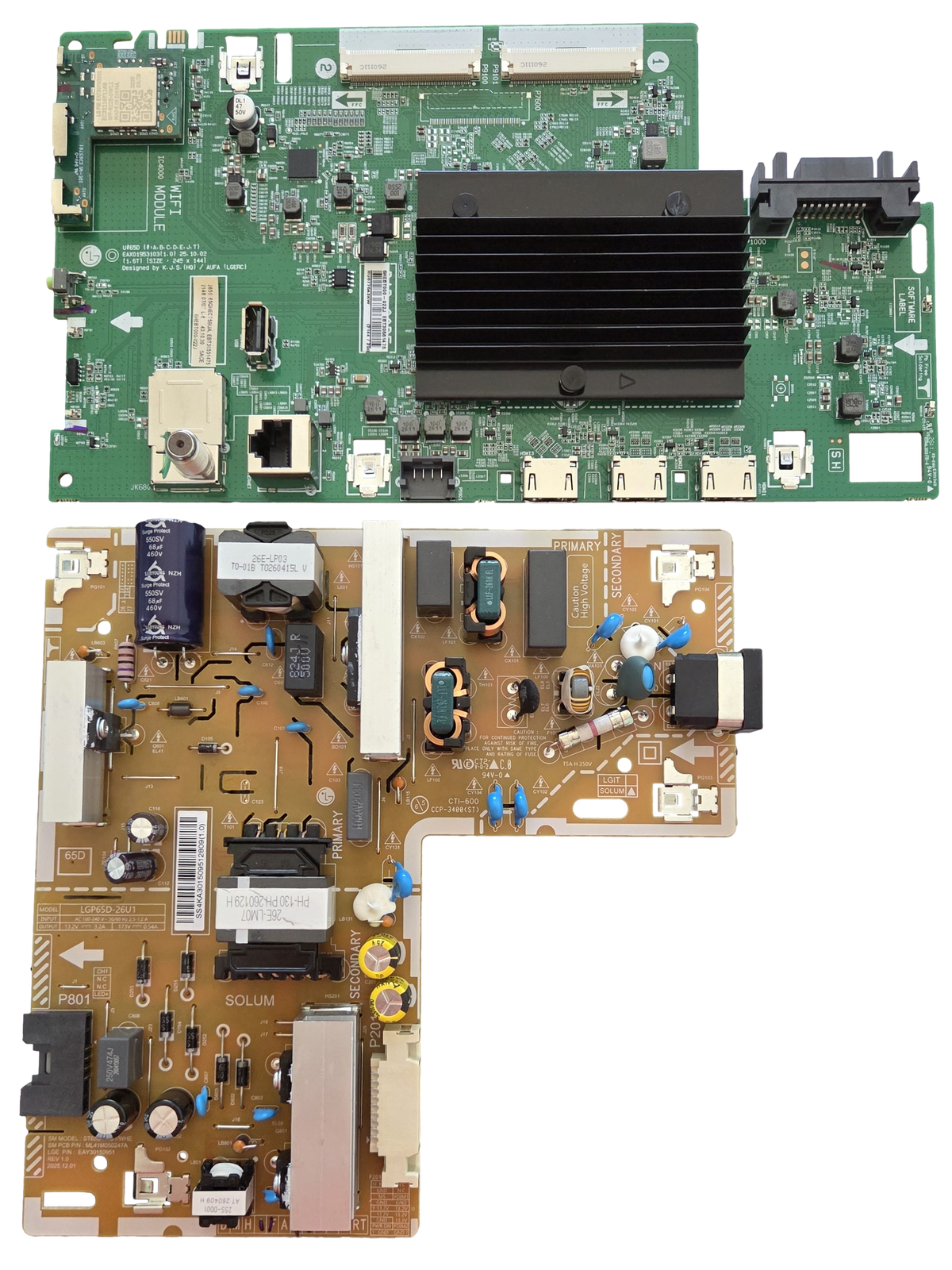 65QNED75BUA LG TV Repair Parts Kit, EBT30551475 Main Board, EAY30150951 Power Supply, 65QNED75BUA.BUSDLKR, 65QNED75BUA