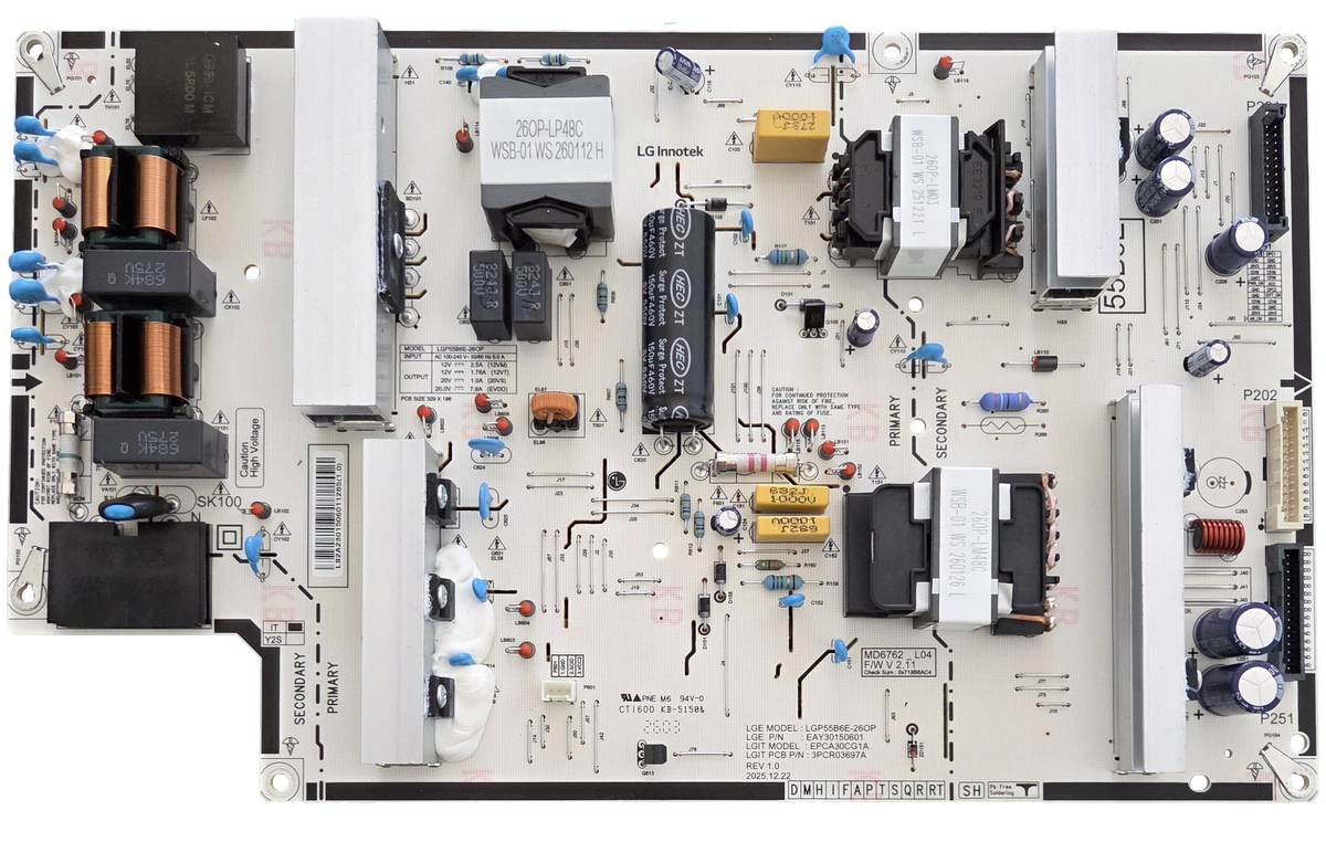EAY30150601 LG Power Supply, EPCA30G1A , 3PCR03697A , OLED55B6EUA