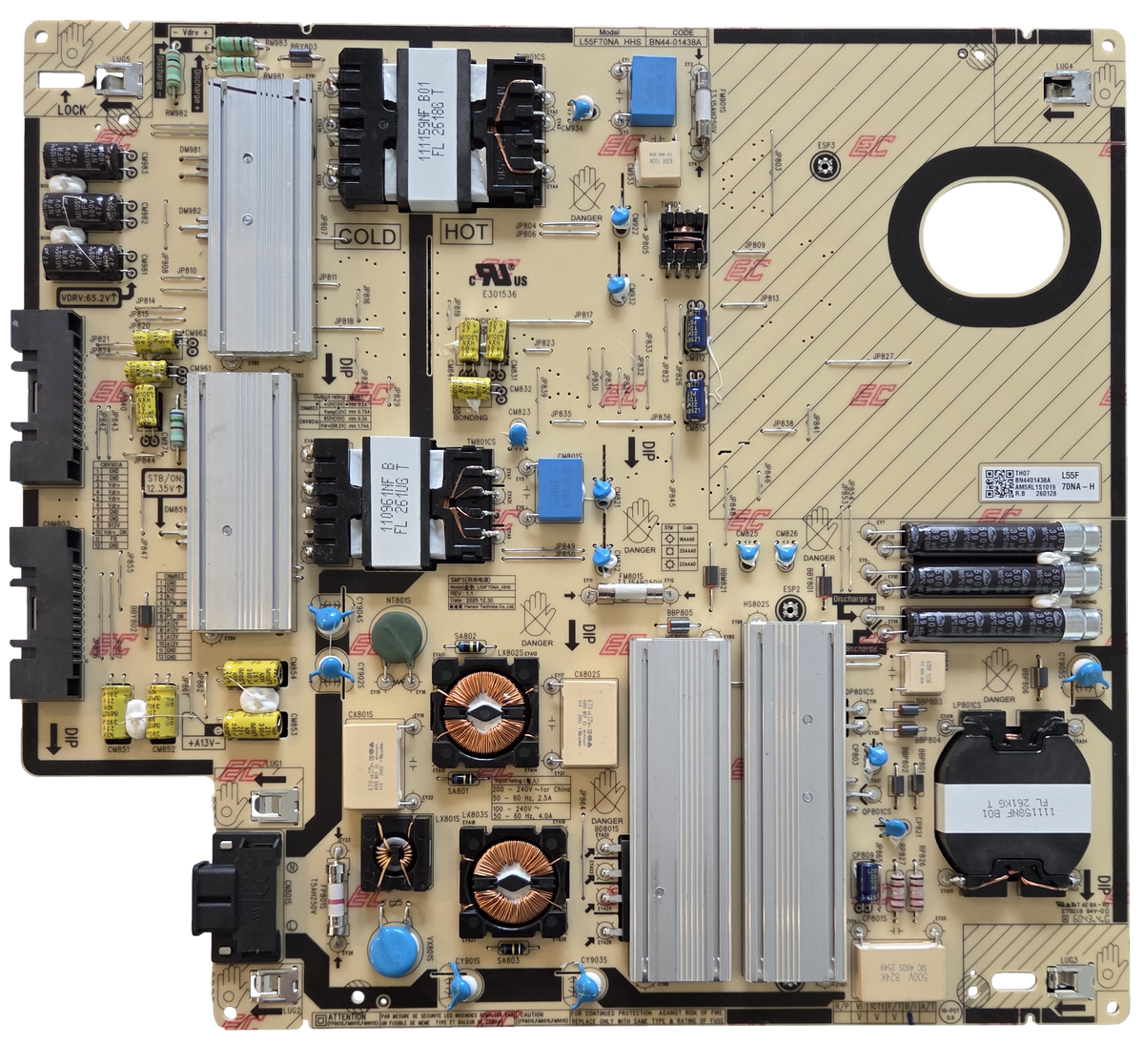 BN44-01438A Samsung Power Supply, L55f70NA HHS, L55F, QN55LS03HWFXZA, (AA01), QN55LS03HWDFXZA