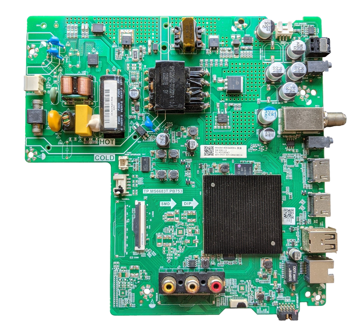 253997 Hisense Main Board, 36275-270121, TP.MS6683T.PB753, 40H5500F