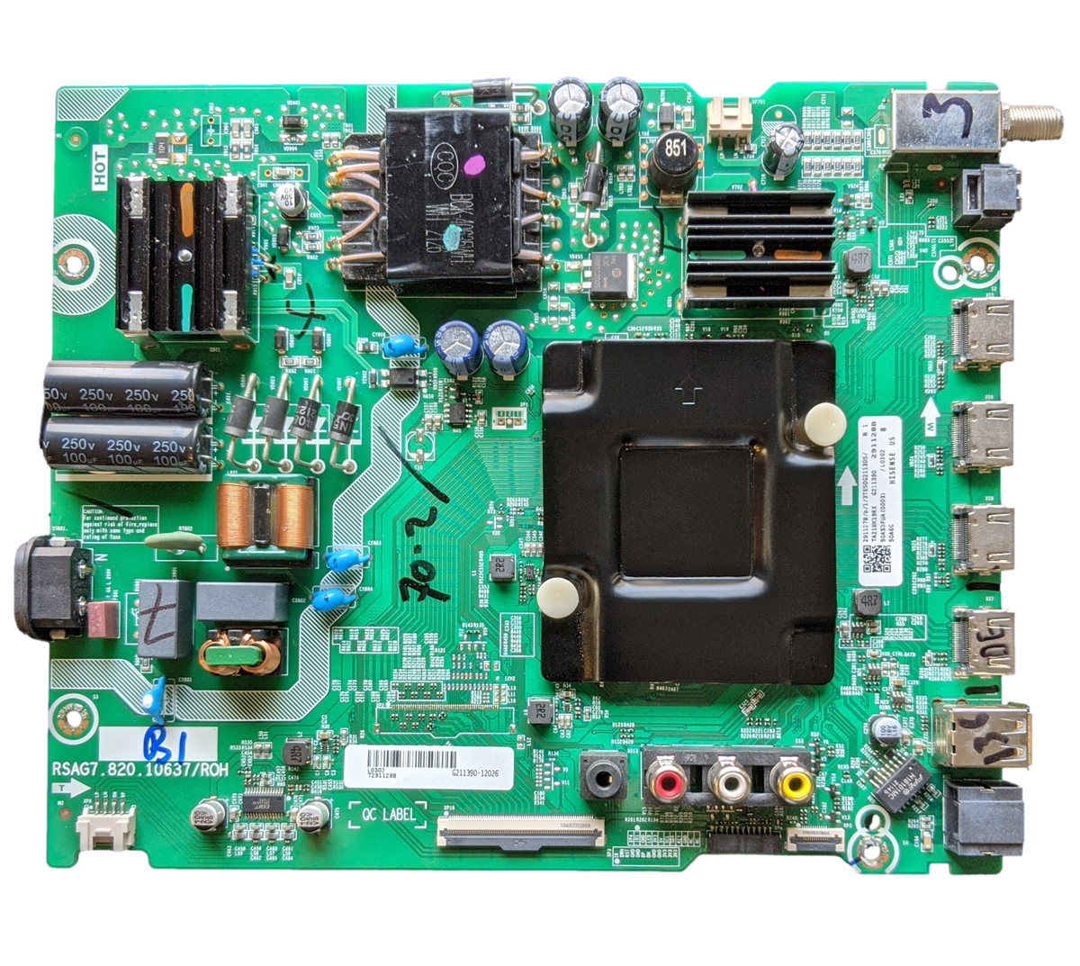 291127 Hisense Main Board/Power Supply, 291127A, 291128A, 50A53FUA