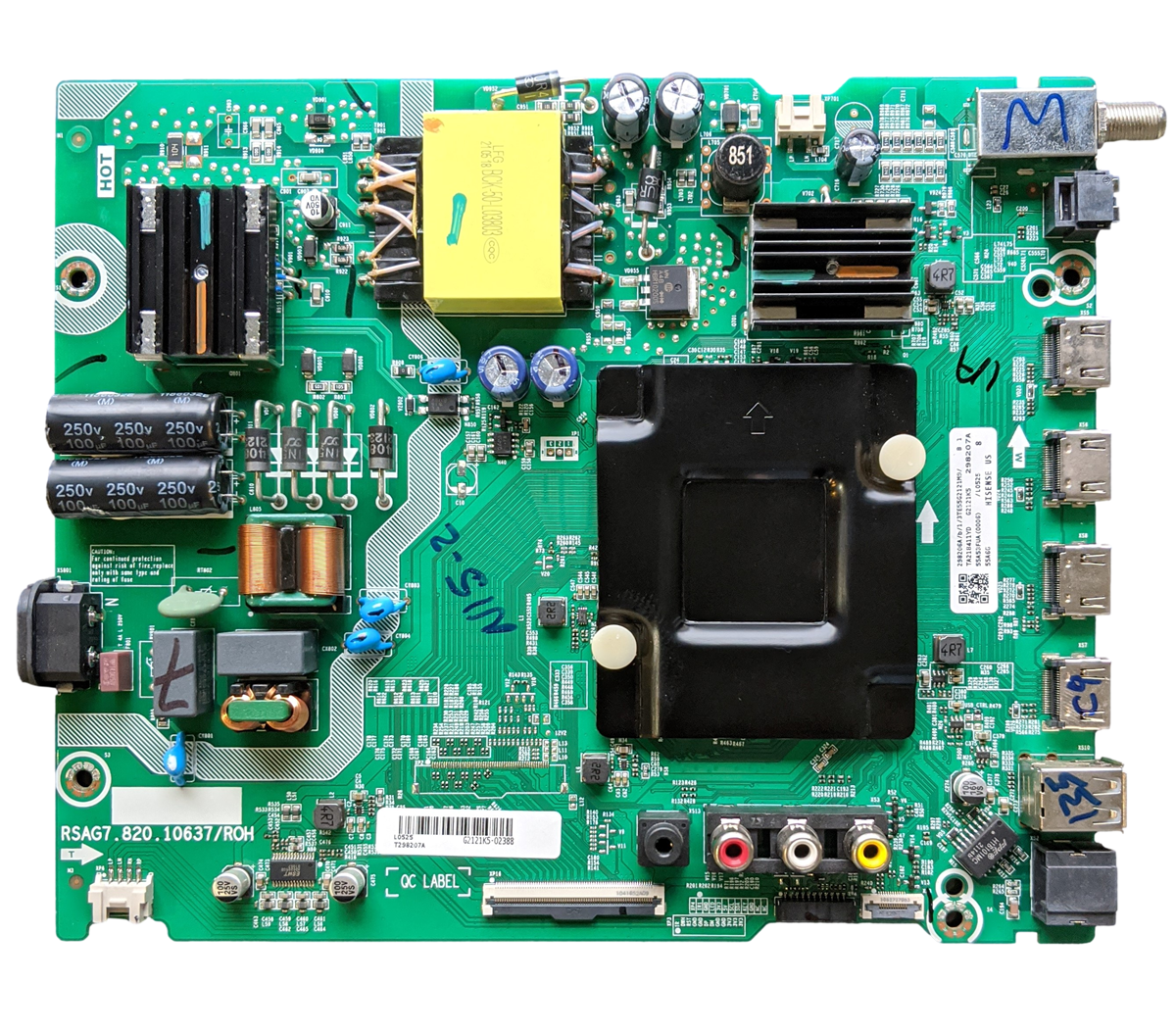 298206A Hisense Main Board, 298207A, G2121S5, 55A6G