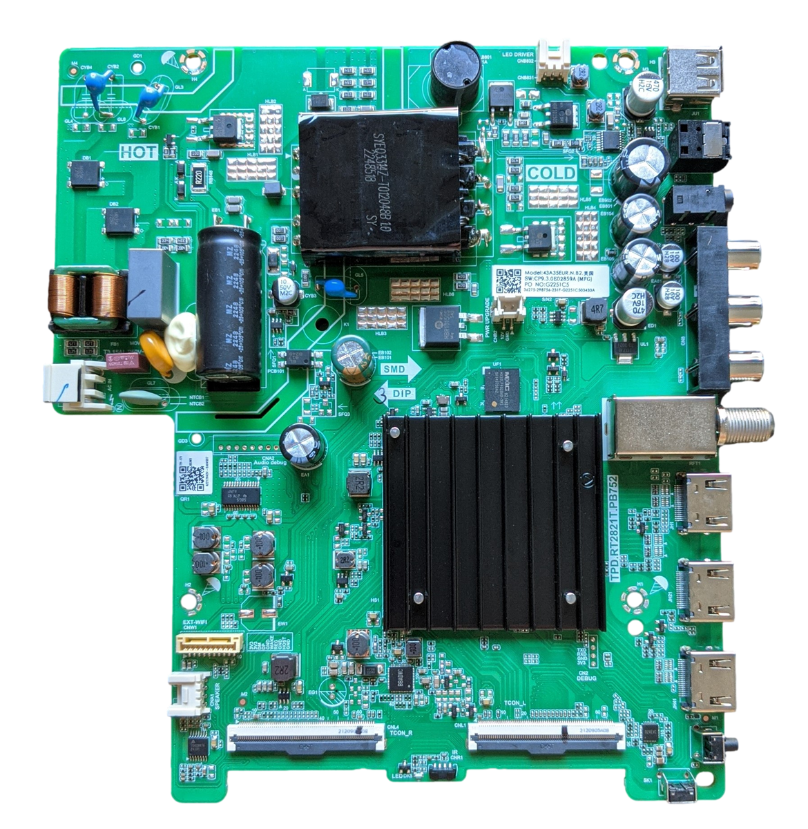 298756 Hisense Main Board, 36275-298756, TPD.RT2821T.PB752, 43H4030F3