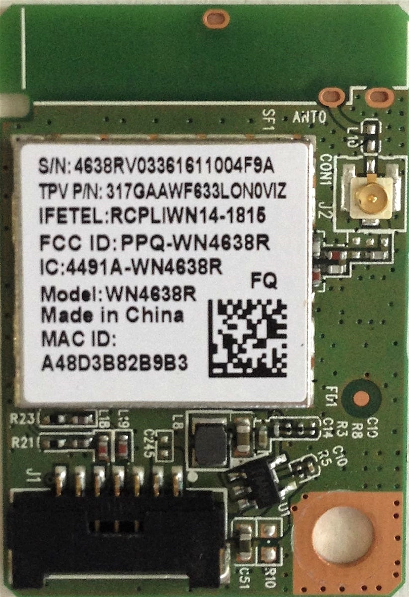 317GAAWF633LON0VIZ Vizio Wi-Fi Board, WN4638R, E50-C1, D50-D1, D32X-D1, D32H-D1, D32-D1